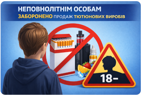 Продаж (реалізація) тютюнових виробів, особам, які не досягли 18 років